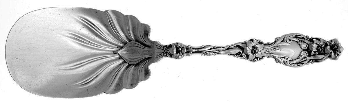 Lily (Sterling, 1902, Lion-Pat.1902) Solid Fried Oyster Server by Whiting Manf Co-1