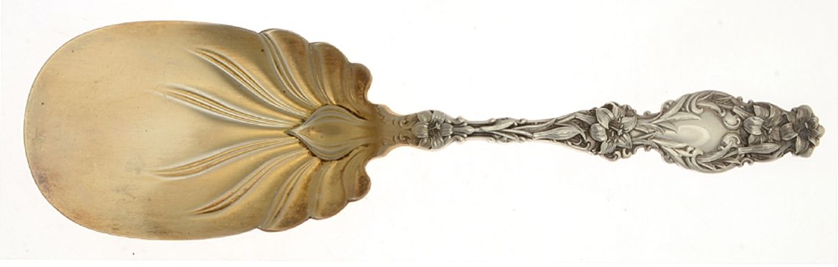 Lily (Sterling, 1902, Lion-Pat.1902) Solid Fried Oyster Server by Whiting Manf Co-1