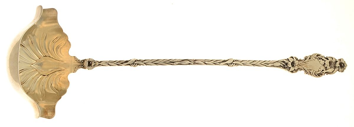 Lily (Sterling, 1902, Lion-Pat.1902) Punch Ladle Solid Piece by Whiting Manf Co-1