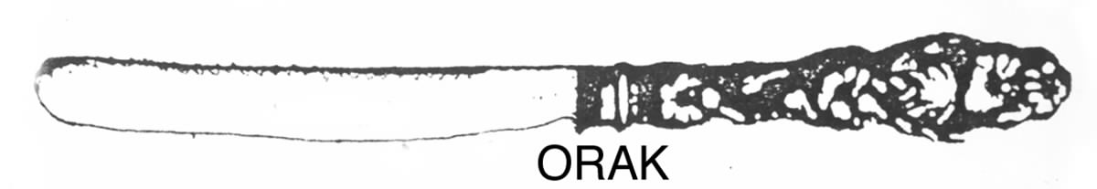 Lily (Sterling, 1902, Lion-Pat.1902) Orange Knife with Stainless Blade by Whiting Manf Co-1