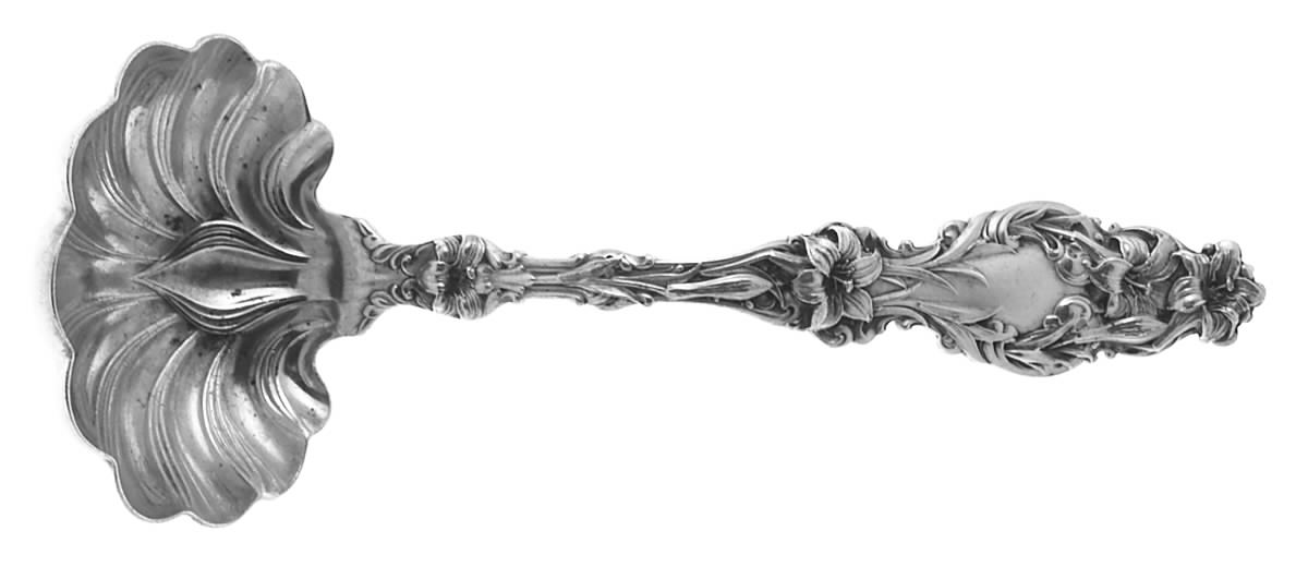 Lily (Sterling, 1902, Lion-Pat.1902) Solid Gravy Ladle by Whiting Manf Co-1