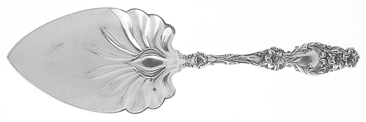 Lily (Sterling, 1902, Lion-Pat.1902) Large Solid Pie Knife by Whiting Manf Co-1