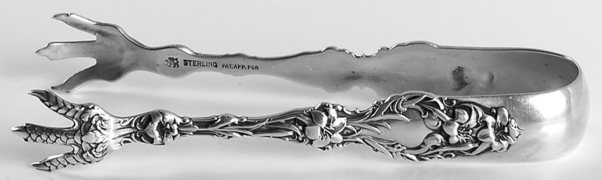 Lily (Sterling, 1902, Lion-Pat.1902) Large Sugar Tongs by Whiting Manf Co-1