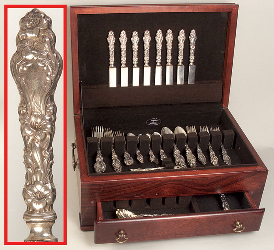 Lily (Sterling, 1902, Lion-Pat.1902) 52 Piece Set by Whiting Manf Co-1