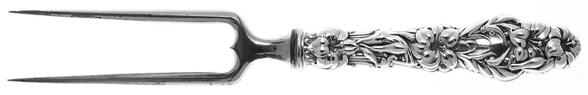 Lily (Sterling, 1902, Lion-Pat.1902) Large Thick Handle Joint Fork/Roast Holder by Whiting Manf Co-1