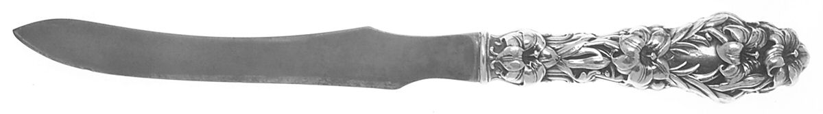 Lily (Sterling, 1902, Lion-Pat.1902) Small Thick Handle Carving Knife,Stnl Blade by Whiting Manf Co-1