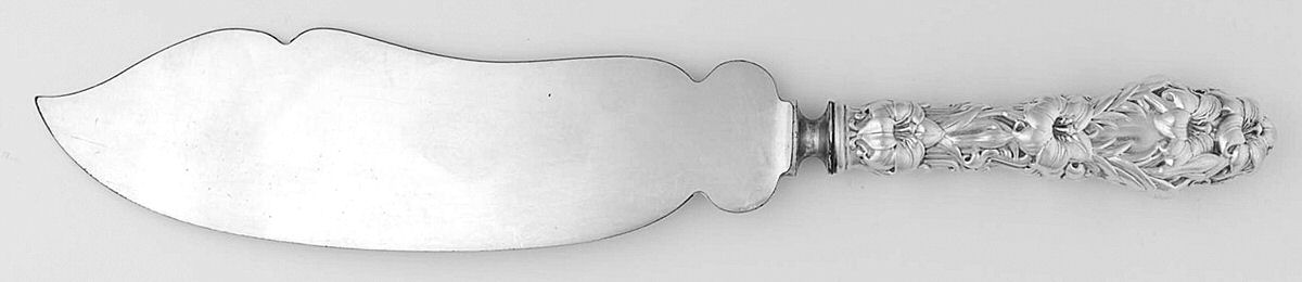 Lily (Sterling, 1902, Lion-Pat.1902) Ice Cream Slicer W/Silverplate Blade& Thick Handle by Whiting Manf Co-1