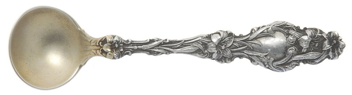 Lily (Sterling, 1902, Lion-Pat.1902) Master Salt Spoon by Whiting Manf Co-1