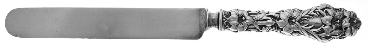 Lily (Sterling, 1902, Lion-Pat.1902) Thick Hollow Handle Bolster Blunt Knife by Whiting Manf Co-1