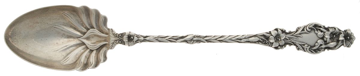 Lily (Sterling, 1902, Lion-Pat.1902) Gravy/Dressing Spoon with Button by Whiting Manf Co-1