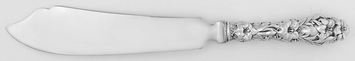 Lily (Sterling, 1902, Lion-Pat.1902) Ice Cream Serving Knife with Stainless Blade by Whiting Manf Co-1