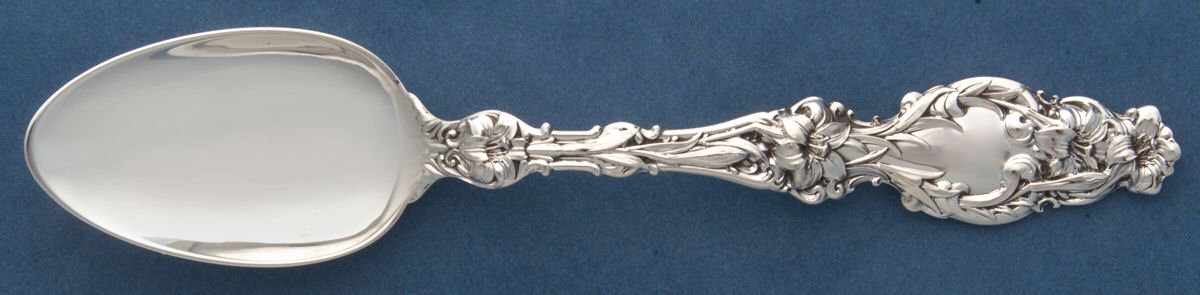 Lily (Sterling, 1902, Lion-Pat.1902) Dessert/Oval Soup Spoon by Whiting Manf Co-1