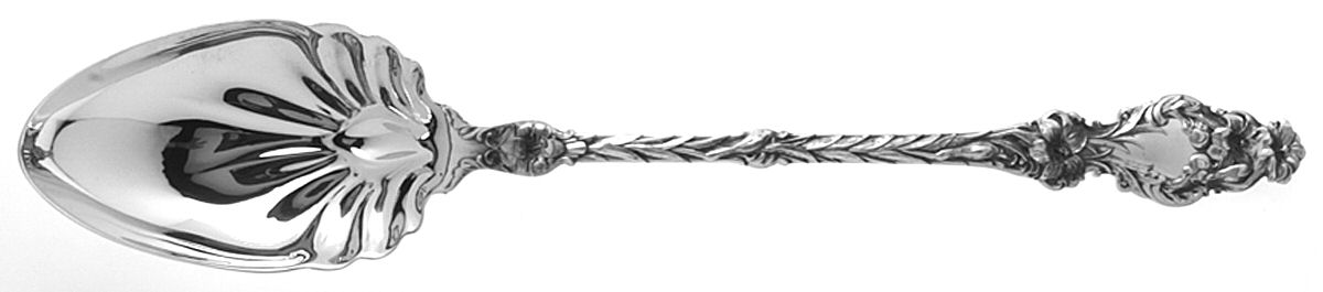 Lily (Sterling, 1902, Lion-Pat.1902) Oversize Solid Salad Serving Spoon by Whiting Manf Co-1