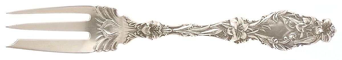 Lily (Sterling, 1902, Lion-Pat.1902) Old Style Pickle Fork by Whiting Manf Co-1