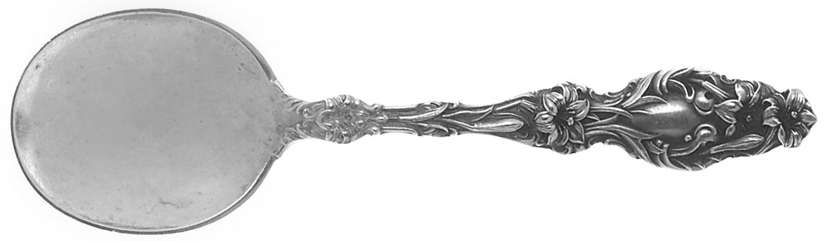 Lily (Sterling, 1902, Lion-Pat.1902) Round Bowl Soup Spoon (Cream Soup) by Whiting Manf Co-1