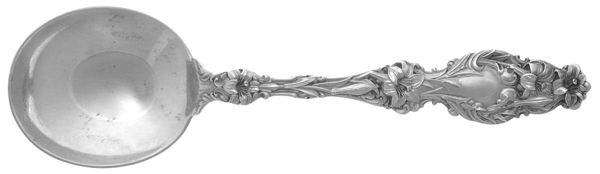 Lily (Sterling, 1902, Lion-Pat.1902) Round Bowl Soup Spoon (Gumbo) by Whiting Manf Co-1
