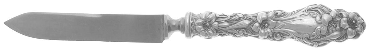 Lily (Sterling, 1902, Lion-Pat.1902) Individual Fruit Knife with Silverplate Blade by Whiting Manf Co-1