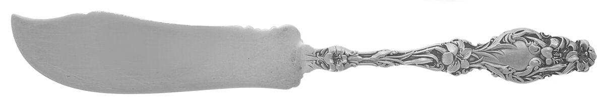 Lily (Sterling, 1902, Lion-Pat.1902) Small Flat Handle Master Butter Knife by Whiting Manf Co-1