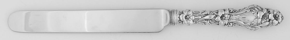 Lily (Sterling, 1902, Lion-Pat.1902) Thin Hollow Handle Bolster Blunt Knife by Whiting Manf Co-1