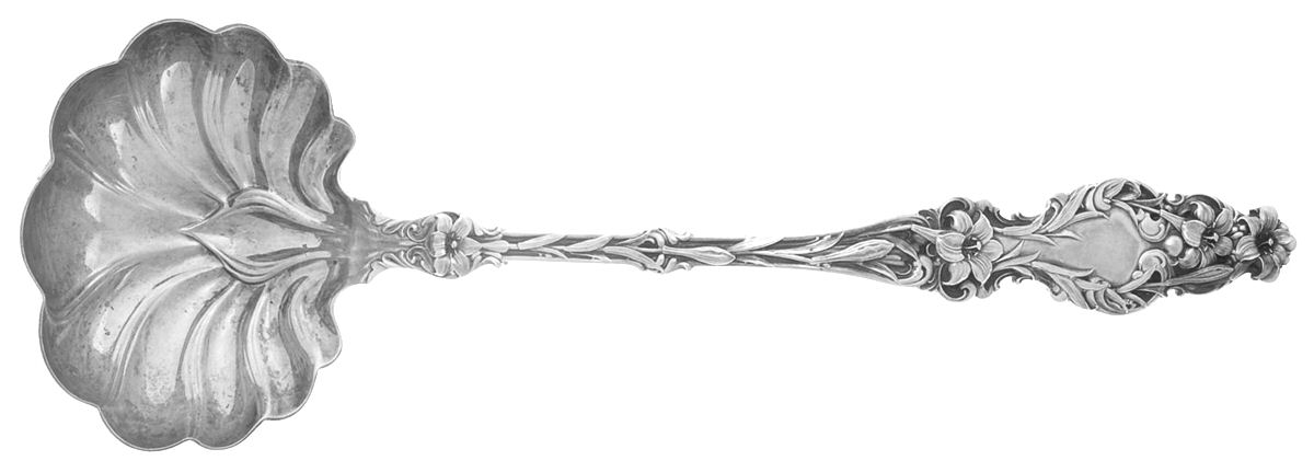 Lily (Sterling, 1902, Lion-Pat.1902) Solid Soup Ladle by Whiting Manf Co-1