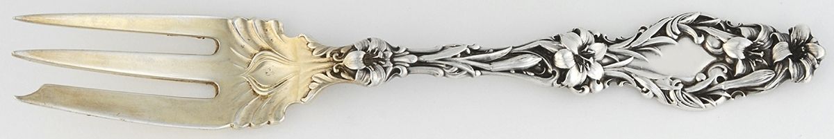 Lily (Sterling, 1902, Lion-Pat.1902) Old Style Pickle Fork by Whiting Manf Co-1
