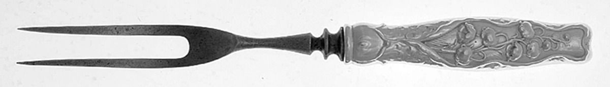 Lily of The Valley (Sterling, 1885, No Monograms) Individual Silverplate Prong Bird Fork by Whiting Manf Co-1