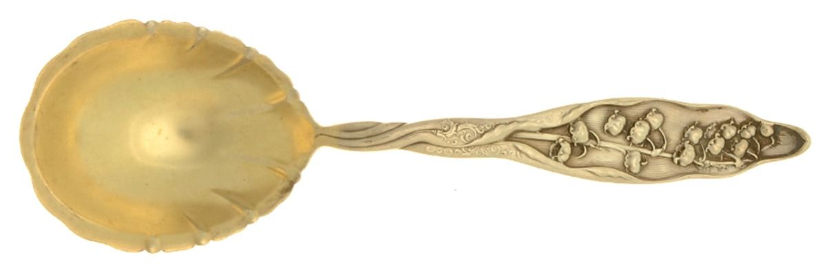 Lily of The Valley (Sterling, 1885, No Monograms) Small Solid Berry/Casserole Spoon by Whiting Manf Co-1