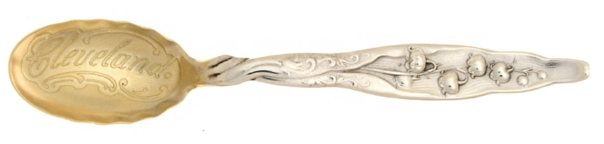 Lily of The Valley (Sterling, 1885, No Monograms) Souvenir Spoon (Egg) by Whiting Manf Co-1