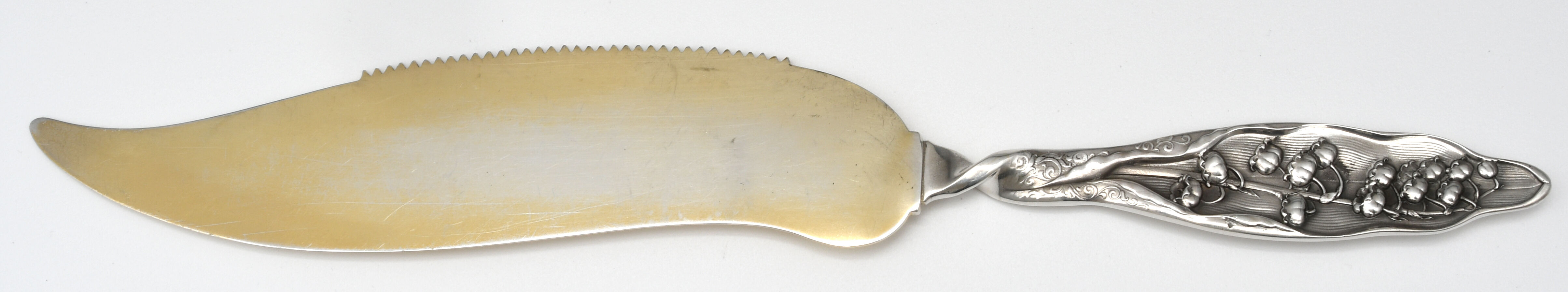 Lily of The Valley (Sterling, 1885, No Monograms) Large Solid Piece Cake Knife by Whiting Manf Co-1