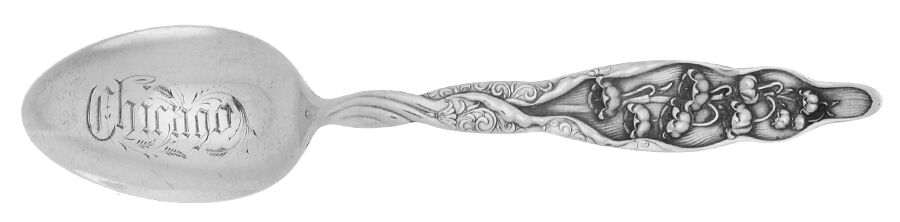 Lily of The Valley (Sterling, 1885, No Monograms) Souvenir Spoon (Teaspoon) by Whiting Manf Co-1