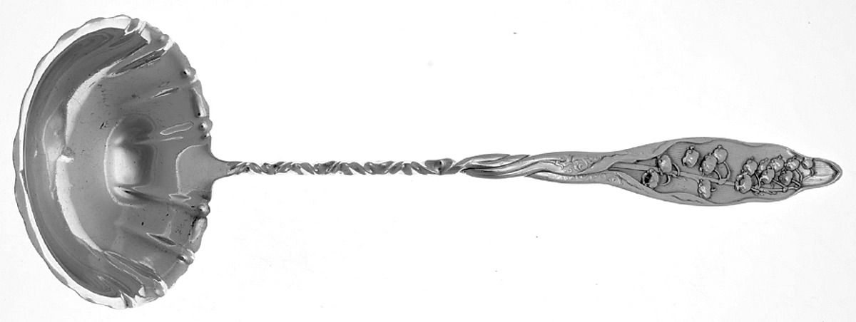 Lily of The Valley (Sterling, 1885, No Monograms) Oyster Ladle Solid Piece by Whiting Manf Co-1