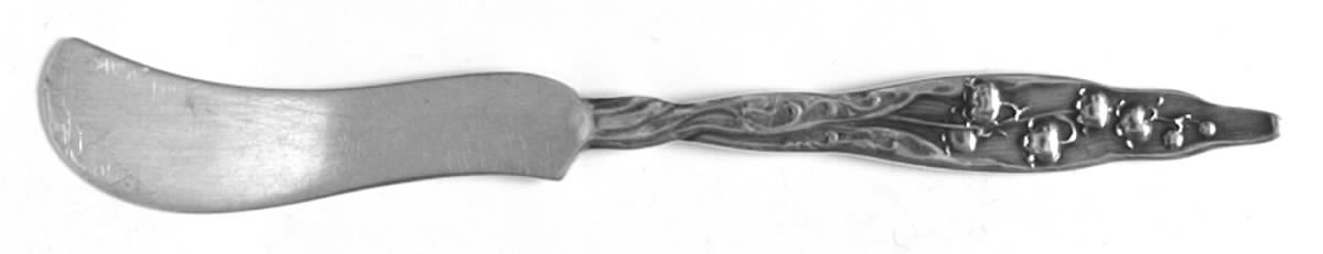 Lily of The Valley (Sterling, 1885, No Monograms) Flat Handle Butter Spreader by Whiting Manf Co-1