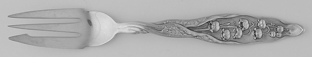 Lily of The Valley (Sterling, 1885, No Monograms) Pastry Fork by Whiting Manf Co-1