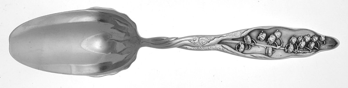 Lily of The Valley (Sterling, 1885, No Monograms) Solid Pudding Spoon by Whiting Manf Co-1