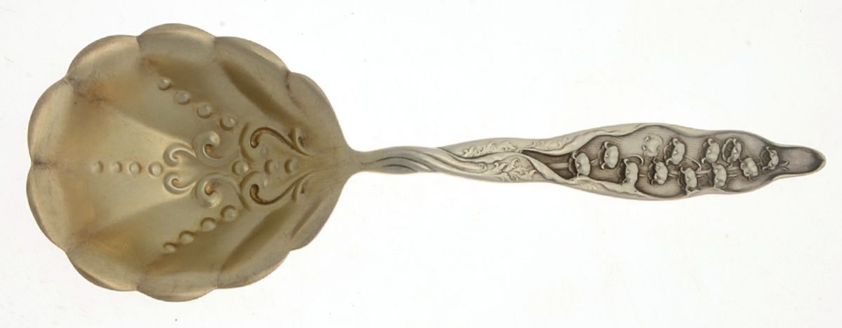 Lily of The Valley (Sterling, 1885, No Monograms) Preserve Spoon by Whiting Manf Co-1