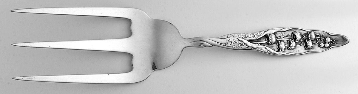 Lily of The Valley (Sterling, 1885, No Monograms) Solid Toast Serving Fork by Whiting Manf Co-1