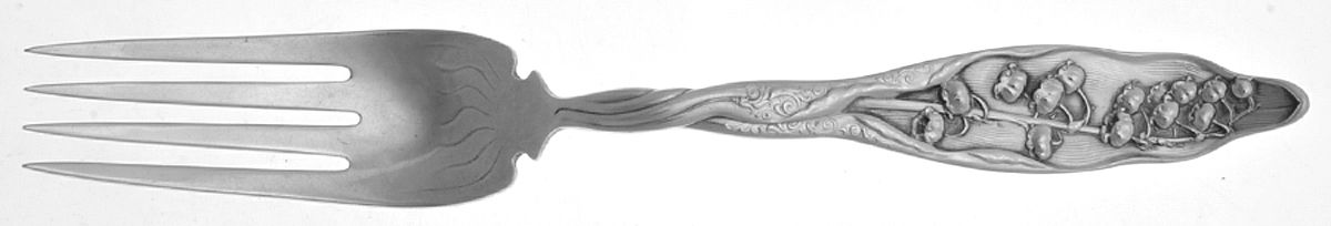 Lily of The Valley (Sterling, 1885, No Monograms) Solid Serving Fork by Whiting Manf Co-1