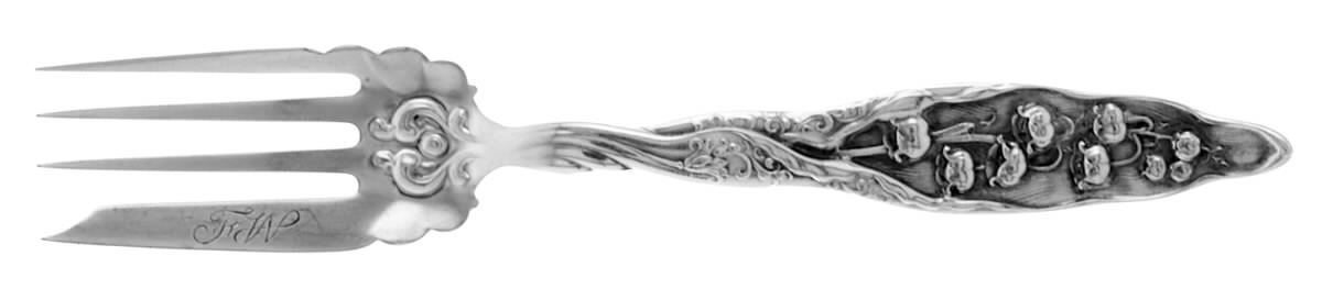 Lily of The Valley (Sterling, 1885, No Monograms) Individual Salad Fork by Whiting Manf Co-1