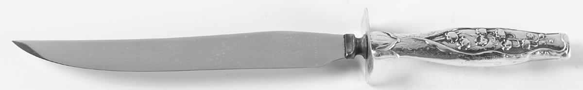 Lily of The Valley (Sterling, 1885, No Monograms) Large Stainless Blade Roast Carving Knife by Whiting Manf Co-1