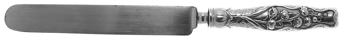 Lily of The Valley (Sterling, 1885, No Monograms) Blunt Hollow Handle Knife W/Bolster by Whiting Manf Co-1