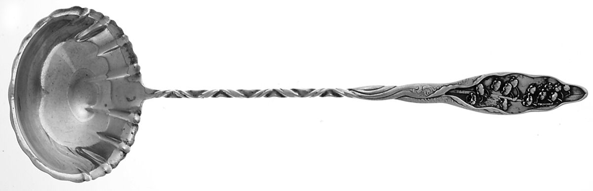 Lily of The Valley (Sterling, 1885, No Monograms) Solid Small Soup Ladle with Twisted Handle by Whiting Manf Co-1