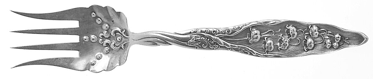 Lily of The Valley (Sterling, 1885, No Monograms) Fork-Chipped Beef/Small-Decorated Bowl by Whiting Manf Co-1