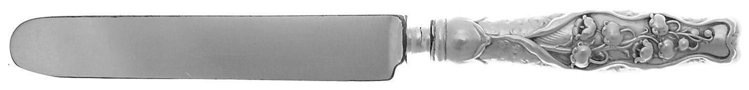 Lily of The Valley (Sterling, 1885, No Monograms) Blunt Hollow Handle Knife W/Bolster by Whiting Manf Co-1