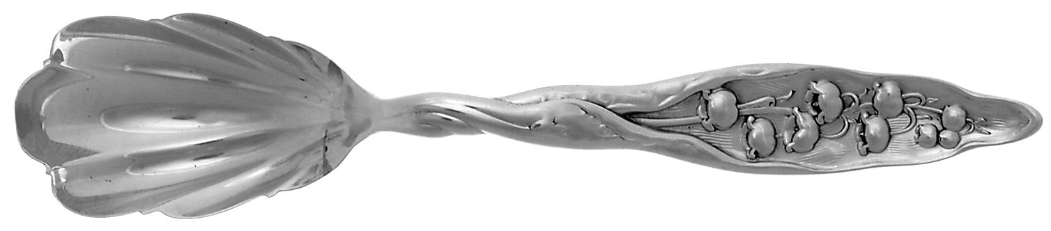 Lily of The Valley (Sterling, 1885, No Monograms) Sugar Shell Spoon by Whiting Manf Co-1