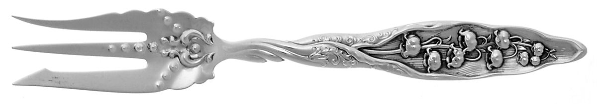 Lily of The Valley (Sterling, 1885, No Monograms) Old Style Pickle Fork by Whiting Manf Co-1