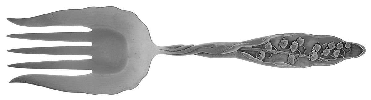 Lily of The Valley (Sterling, 1885, No Monograms) Large Solid Fish Serving Fork by Whiting Manf Co-1