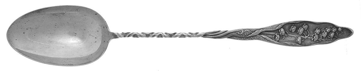 Lily of The Valley (Sterling, 1885, No Monograms) Gravy/Dressing Spoon with Button by Whiting Manf Co-1