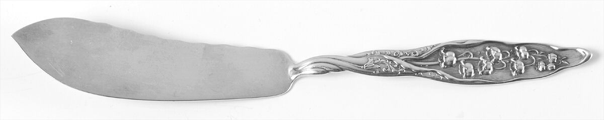Lily of The Valley (Sterling, 1885, No Monograms) Flat Handle Master Butter Knife by Whiting Manf Co-1