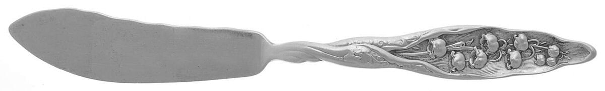Lily of The Valley (Sterling, 1885, No Monograms) Large Flat Handle Master Butter Knife by Whiting Manf Co-1