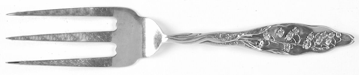 Lily of The Valley (Sterling, 1885, No Monograms) Solid Bread Serving Fork by Whiting Manf Co-1
